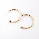 10Pcs Gold Plated Brass 25mm Hoop Earring Findings, Silver Circle Round Ear Wire, For Jewelry Making PJ239