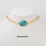 Natural Stone White Quartz Turquoise Chain Choker Necklace HD0352