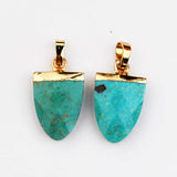 Gold Plated Shield Shape Natural Turquoise Faceted Pendant, Multi Gemstone Jewelry Making G2081