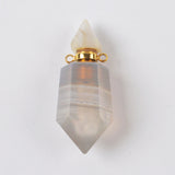 Multi Gemstone Fluorite Quartz Perfume Bottle Gold Plated Necklace, Healing Crystal Stone Bottle Necklace G1942-N