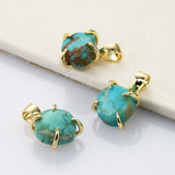 Tiny Gold Plated Claw Natural Real Turquoise Pendant, Freeform Shape, Genuine Turquoise Jewelry Charm Pendant ZG0483