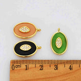 Oval Gold Plated Bezel Natural Gemstone & Crystal Charm Pendant with CZ Micro Pave, Making Jewelry Charms WX2125