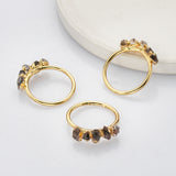 Gold Plated Multi Raw Herkimer Faceted Ring, Healing Crystal Quartz Ring G2098