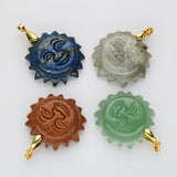 Gold Natural Gemstone Carved Sun Face Pendant WX2210