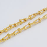 16 Feet Gold Plated Brass U Link Chain, Paper Clip Chain, For Necklace Bracelet Jewelry Making, Wholesale Supply PJ503