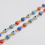 16 Feet Gold Plated Brass Rainbow Evil Eye Chain, Blue Red Eye Chain, For Necklace Bracelet Jewelry Making, Wholesale Supply PJ490