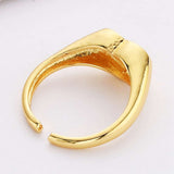 Gold Plated Brass Heart Signet Ring FUCK OFF Letter Ring Open Ring WX2058