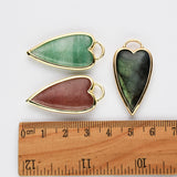 Wholesale Gold Plated Gemstone Long Heart Pendant, Faceted Crystal Stone Pendant WX2180