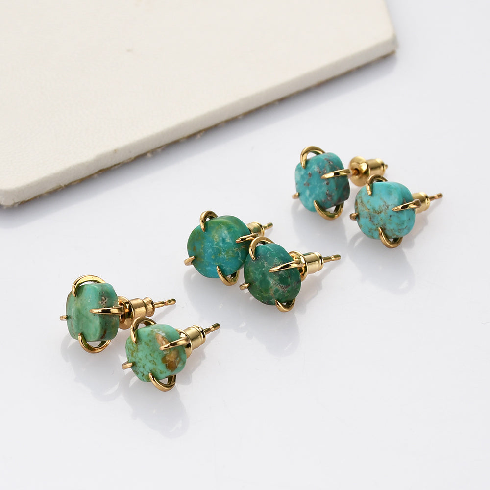 Raw turquoise store stud earrings