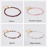 Gold Plated 3mm Genuine Stone Faceted Beaded Bracelet HD0315