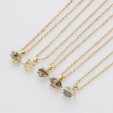 16" Gold Plated Claw Raw Herkimer Quartz Pendnt Necklace, Faceted Gemstone Crystal Necklace Jewelry ZG0499