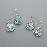 Silver Plated Copper Turquoise Faceted Teardrop Dangle Earrings S1858