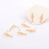 40 Pcs Fashion Gold Plated Brass Diamond Shape Slice DIY Stud Earrings Findings With Loop Dangle Earring Charm Making Jewelry PJ387