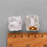 Gold / Silver Plated Cube Shape White Quartz Pendant Bead Raw Healing Crystal Stone Pendant Clear Quartz Square Spacer Beads WX2071