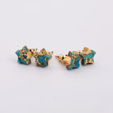 Gold Plated Star Copper Turquoise Stud Earrings ED004