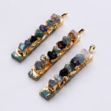 Gold Plated 7 Chakra Crystal Turquoise Bar Pendant Necklace ED007