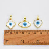 Wholesale Gold Plated White Shell Blue Evil Eye Pendant, Marquise Heart Clover Pendant WX2158