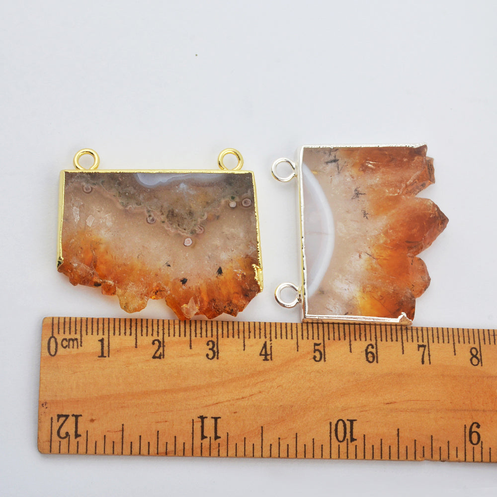 Natural Slice Citrine Agate Crystal Connector WX1794