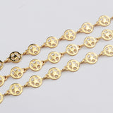 16 Feet Gold Plated Brass Hollow Star Round Chain, 6mm Coin Chain, For Necklace Bracelet Jewelry Making, Wholesale Supply PJ493