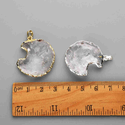 Gold / Silver Plated Natural White Quartz Crescent Moon Pendant Bead Raw Clear Quartz Moons Jewelry Pendant WX2072