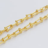 16 Feet Gold Plated Brass U Link Chain, Polished Paper Clip Chain, For Necklace Bracelet Jewelry Making, Wholesale Supply PJ504