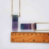 Rectangle Shape Natural Rainbow Fluorite Connector Necklaces Fluorite Crystal Necklace Jewelry WX2083