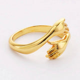 Adjustable Gold Plated Brass Love Hug Ring Hand Ring Open Ring WX2059