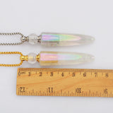 27" Gold/Silver White Quartz LED Light Perfume Bottle Necklace WX1826