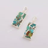 Copper Turquoise Pendant Charm For Women Jewelry Making Silver Plated S1687