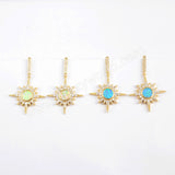 Star Gold Plated CZ Micro Pave Blue Opal Druzy Dangle Earrings ZG0391