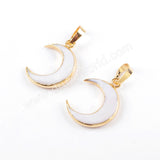 Tiny Gold Plated Natural White Shell Moon Pendant For Jewelry Making G1668