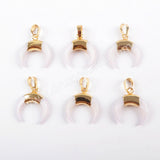 Gold Plated Natural White Shell Horn Pendant, Moon Shell Pendant G1669