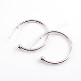 10Pcs Gold Plated Brass 25mm Hoop Earring Findings, Silver Circle Round Ear Wire, For Jewelry Making PJ239