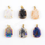 Gold Plated Claw Rainibow Titanium Druzy Faceted Drop Pendant ZG0371