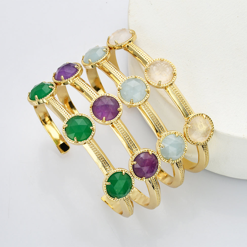 3 stone bracelet, gemstone bracelet, birthstone bracelet, healing crystal quartz bracelet
