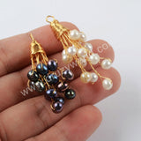 Gold Plated Natural Pearl With Multi CZ Charm WX1278