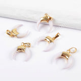 Gold Plated Natural White Shell Horn Pendant, Moon Shell Pendant G1669