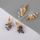 Gold Plated Natural Pearl With Multi CZ Charm WX1278