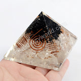 Black Obsidian White Quartz Chips Chakra Orgone Pyramid Energy Tower QT005
