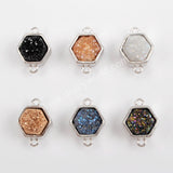 Bezel Natural Agate Titanium Rainbow Druzy Connector Silver Plated ZS0138