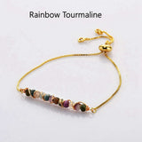 Gold Plated Wire Wrap Gemstone Crystal Faceted Beads Adjustable Bracelet Handmade Jewelry WX2082