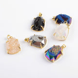 Gold Plated Claw Rainibow Titanium Druzy Faceted Drop Pendant ZG0371