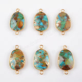 Gold Plated Copper Natural Turquoise Connector Double Bails G1481