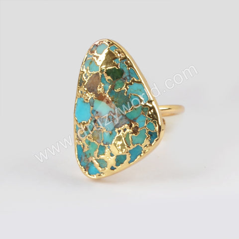 Gold Plated Copper Turquoise Ring G1837