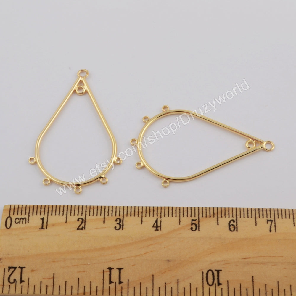 20 Pcs Gold Plated Brass Soldered Teardrop Charm Pendant Findings With Loops Drop Earring Charm DIY Making Jewelry Tool PJ385
