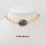 Natural Stone White Quartz Turquoise Chain Choker Necklace HD0352