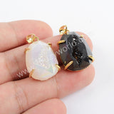 Gold Plated Claw Rainibow Titanium Druzy Faceted Drop Pendant ZG0371