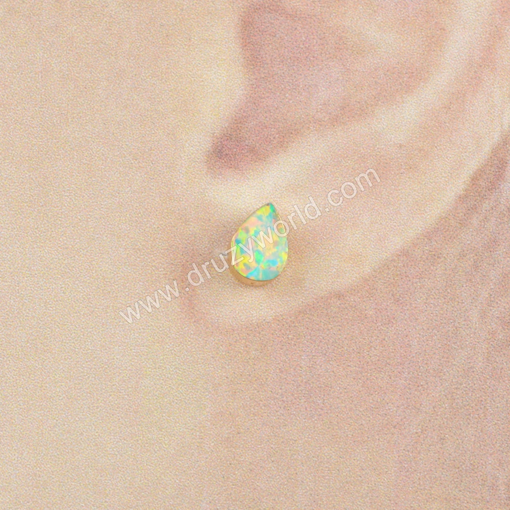 Teardrop Blue Opal Studs Earring Gold Plated Jewelry G1418