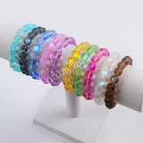 Gold Plated 10mm Rainbow Glass Beads Bracelet G1804