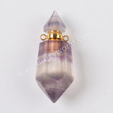 Fluorite Quartz Perfume Bottle Connector Gold Plated Jewelry G1942